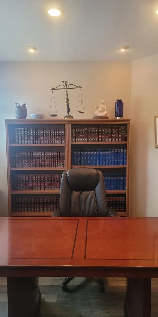 Professional law office with comprehensive legal reference library